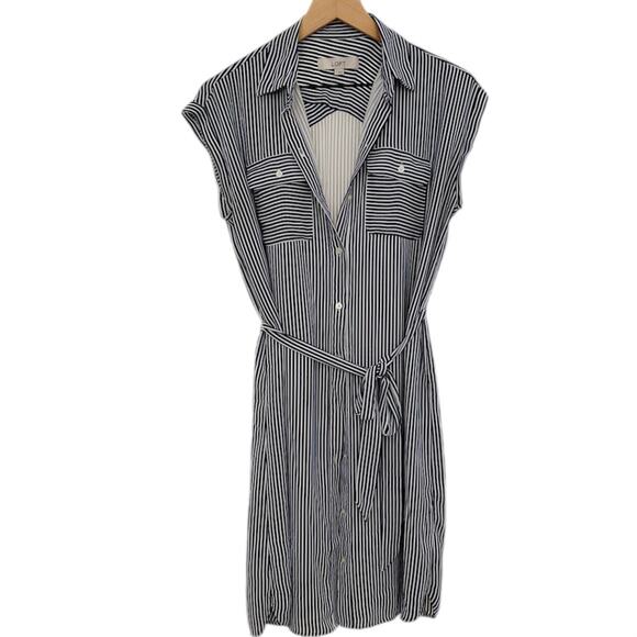 ANN TAYLOR LOFT Navy Blue & White Stripe Dress – Small - Picture 4 of 9